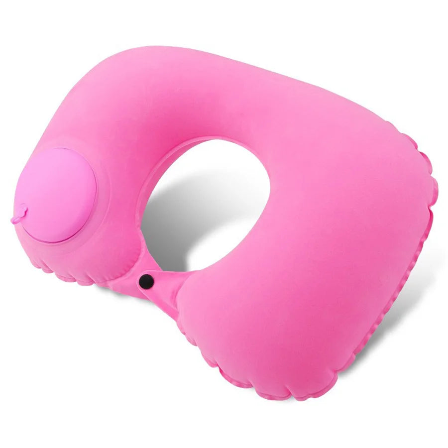 Almohada Inflable Flocada para el Cuello – Portátil y Ergonómica