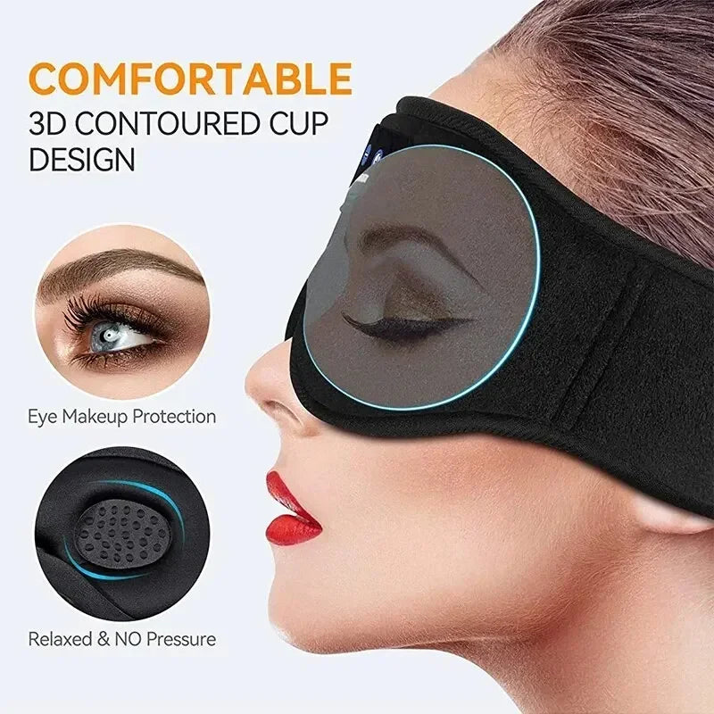 Máscara de Ojos 3D con Auriculares Bluetooth – Altavoces HD Incorporados para Música y Sueño Reparador
