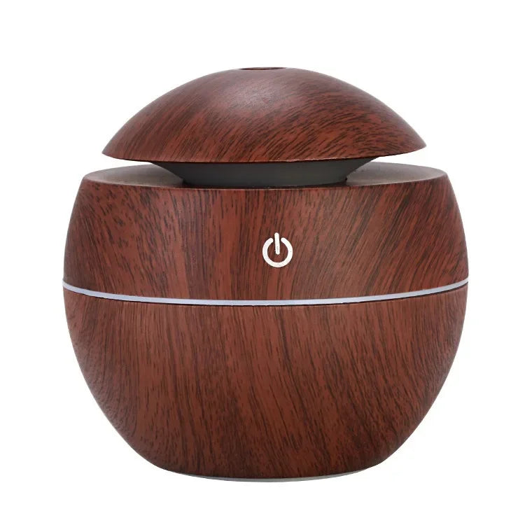 Humidificador Ultrasónico de Madera Imitación – Mini Difusor de Aromas Eléctrico con Aceite Esencial para Aromaterapia en el Dormitorio