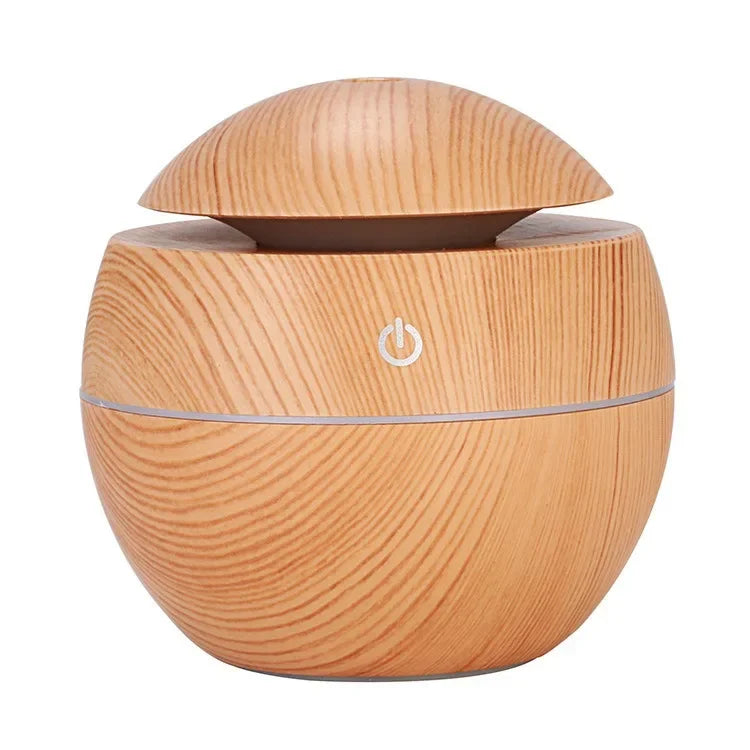 Humidificador Ultrasónico de Madera Imitación – Mini Difusor de Aromas Eléctrico con Aceite Esencial para Aromaterapia en el Dormitorio