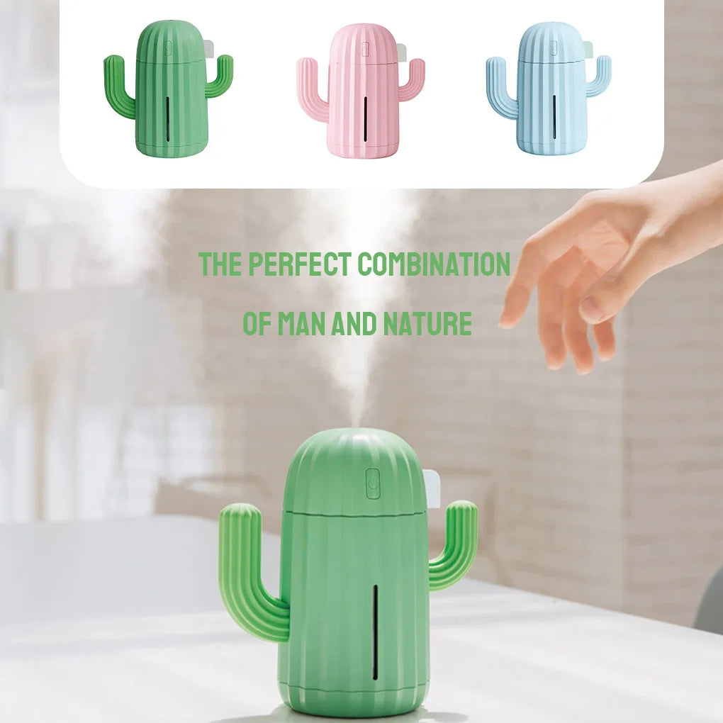 Humidificador de Aire Cactus 340ml – Difusor Portátil Recargable de Aceites Esenciales con Batería