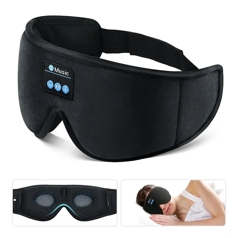 Máscara de Ojos 3D con Auriculares Bluetooth – Altavoces HD Incorporados para Música y Sueño Reparador