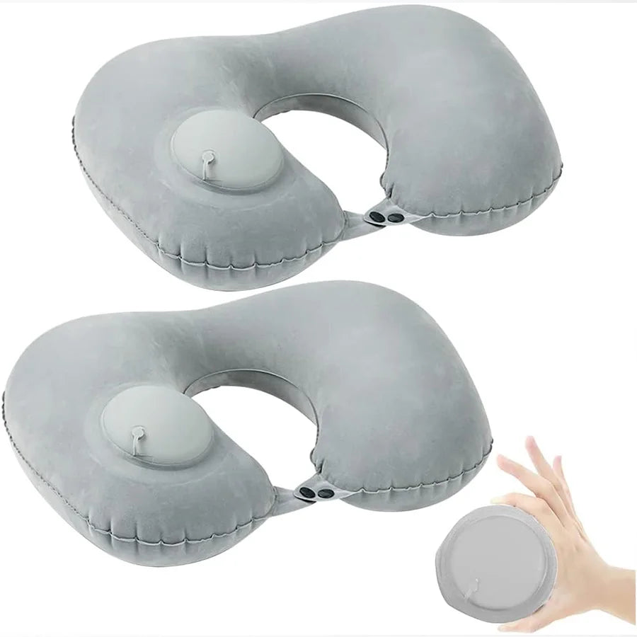 Almohada Inflable Flocada para el Cuello – Portátil y Ergonómica