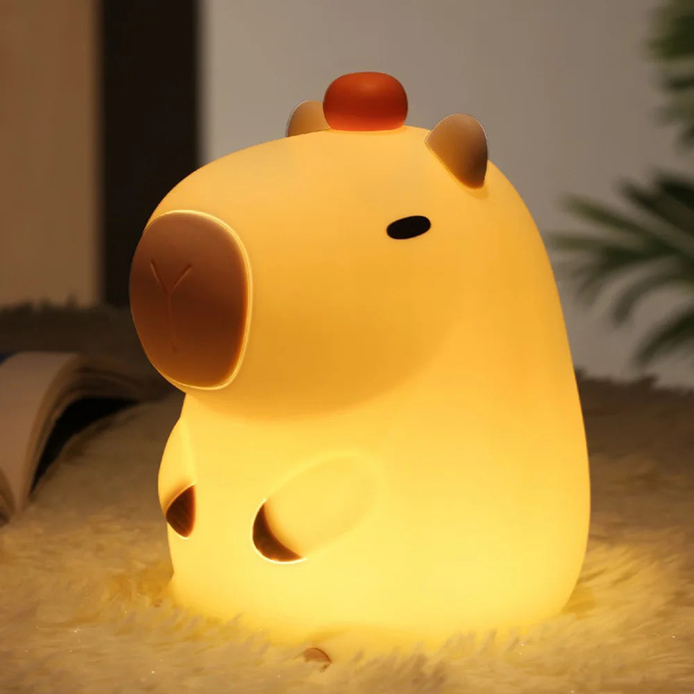 Lámpara Táctil de Conejo de Silicona – Luz Nocturna con Sensor y Cara Grande, USB Recargable, Regalo Perfecto para Niños