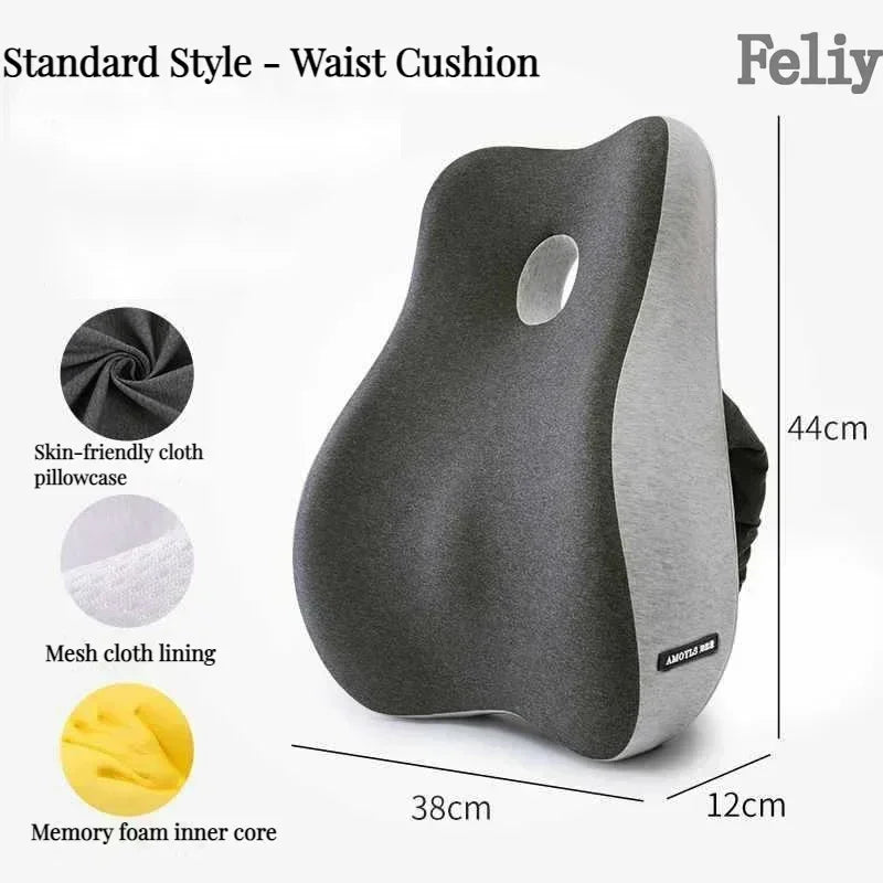 Cojín Lumbar Ortopédico de Espuma Viscoelástica – Soporte Ergonómico para Oficina y Auto
