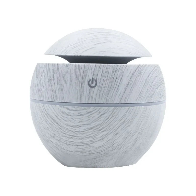 Humidificador Ultrasónico de Madera Imitación – Mini Difusor de Aromas Eléctrico con Aceite Esencial para Aromaterapia en el Dormitorio