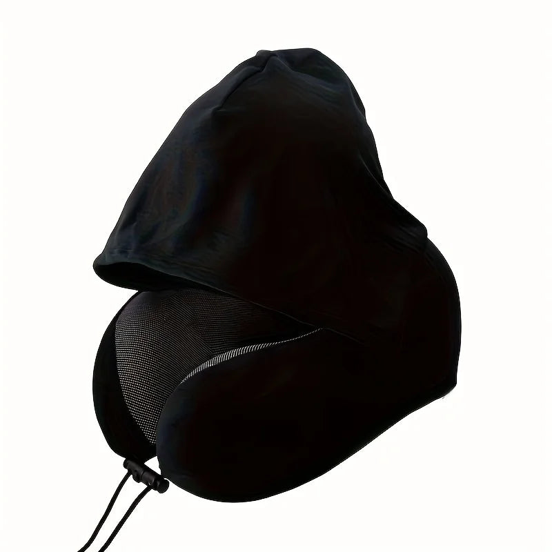 Almohada de Viaje en Forma de U con Gorro – Soporte Ergonómico para Cuello