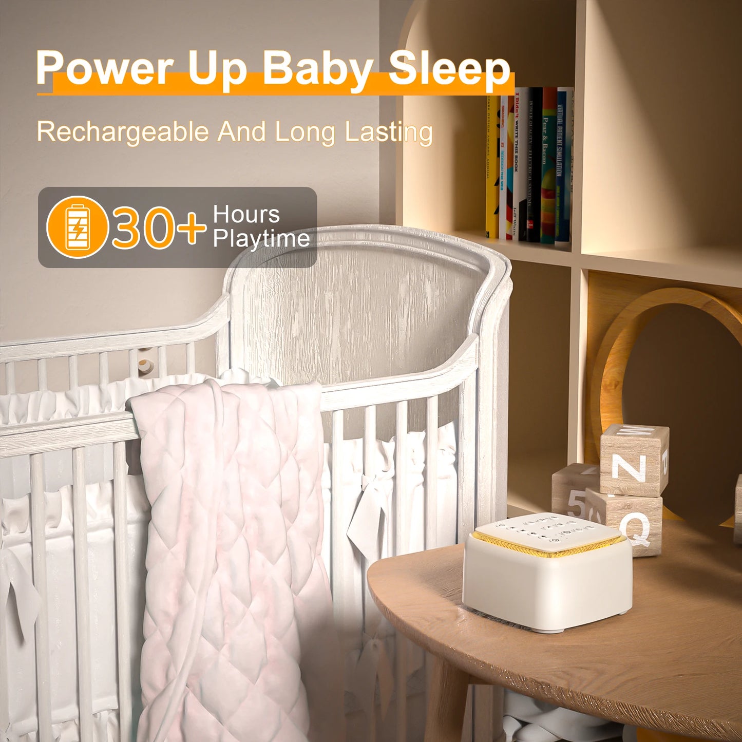 Máquina de Ruido Blanco con 30 Sonidos Relajantes – Luz Cálida para Dormir y Batería de Larga Duración, Ideal para Bebés y Adultos