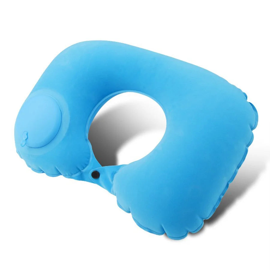 Almohada Inflable Flocada para el Cuello – Portátil y Ergonómica