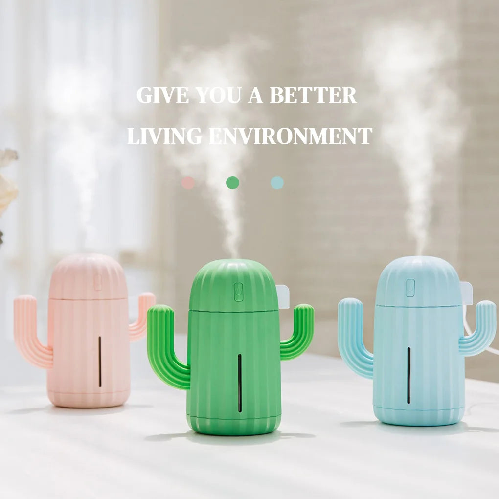 Humidificador de Aire Cactus 340ml – Difusor Portátil Recargable de Aceites Esenciales con Batería