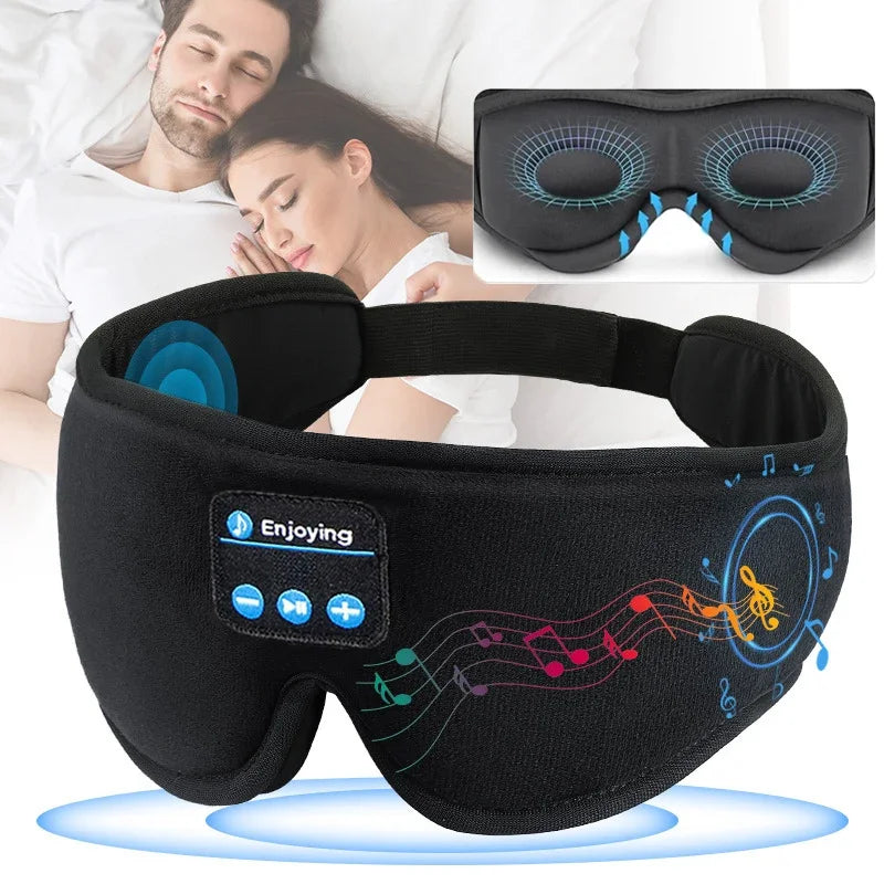 Máscara de Ojos 3D con Auriculares Bluetooth – Altavoces HD Incorporados para Música y Sueño Reparador