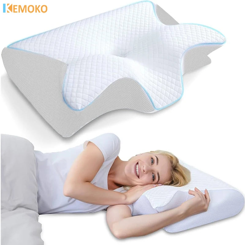 Almohada Cervical 2 en 1 de Espuma Viscoelástica – Contorno Ergonómico para Aliviar el Dolor de Cuello y Mejorar el Sueño