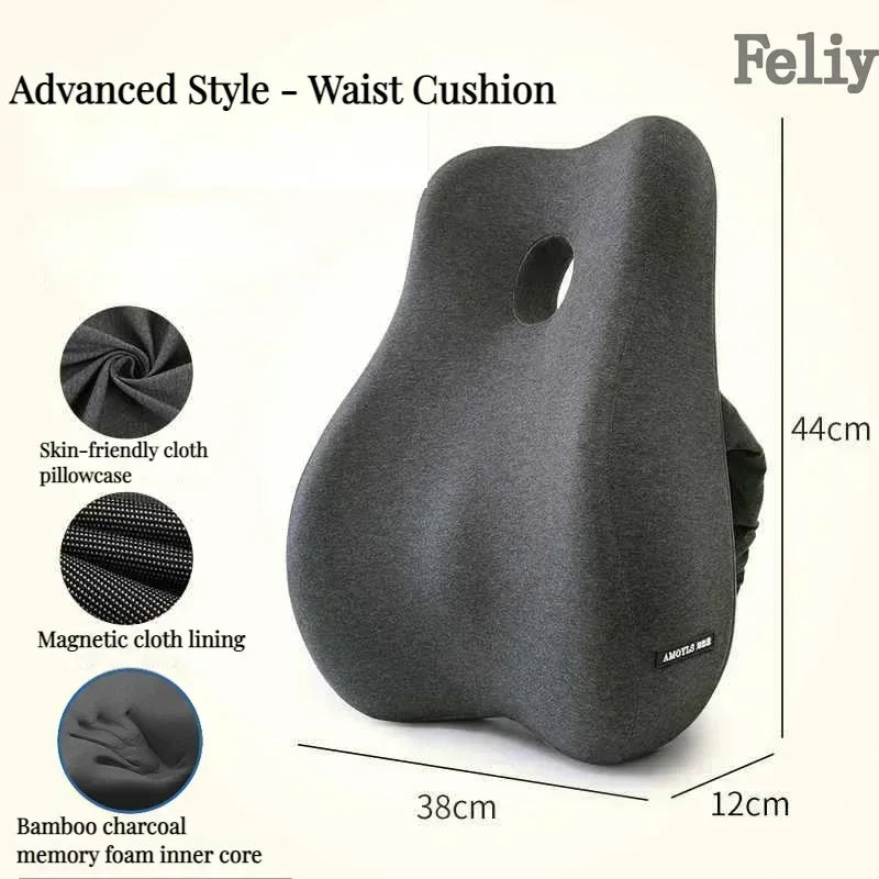 Cojín Lumbar Ortopédico de Espuma Viscoelástica – Soporte Ergonómico para Oficina y Auto