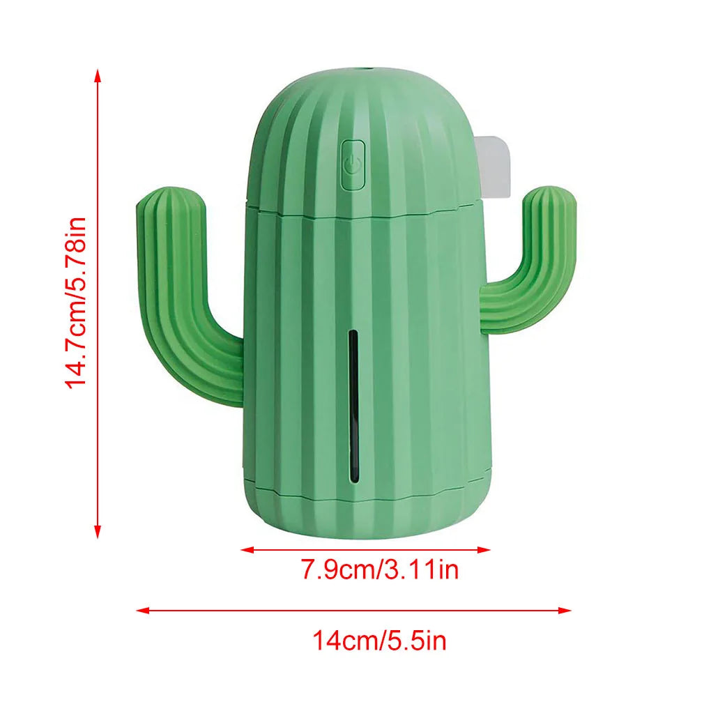 Humidificador de Aire Cactus 340ml – Difusor Portátil Recargable de Aceites Esenciales con Batería