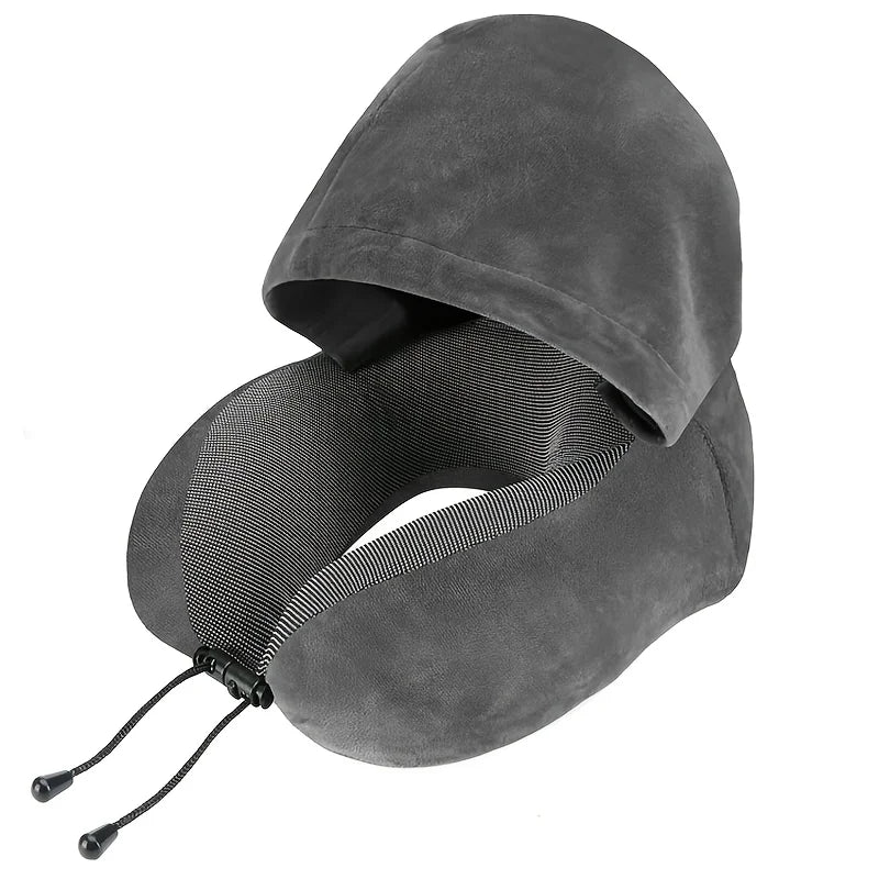 Almohada de Viaje en Forma de U con Gorro – Soporte Ergonómico para Cuello