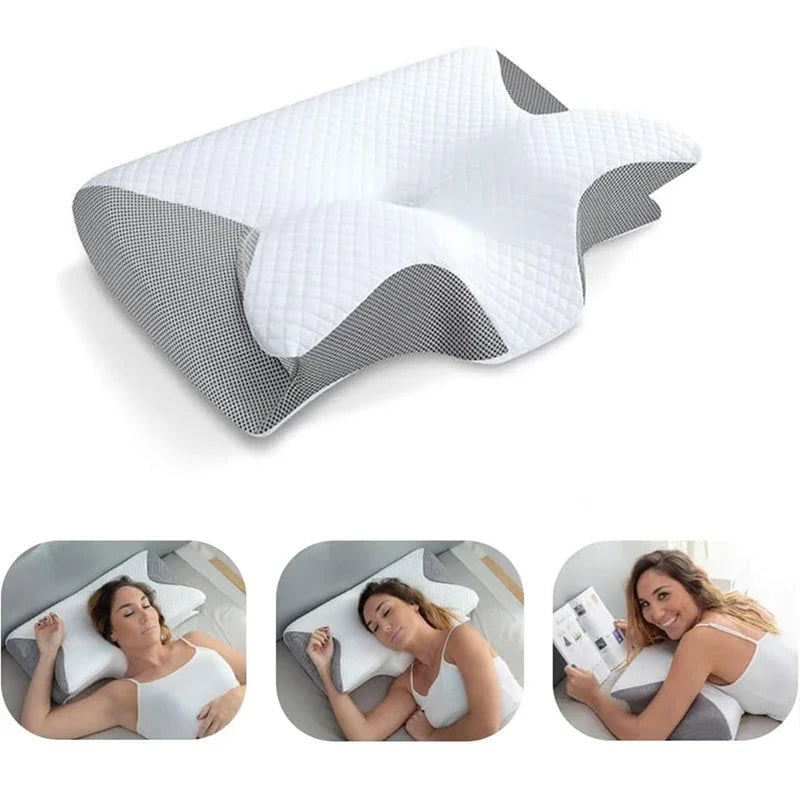 Almohada Cervical Ergonómica 2 en 1 – Espuma Viscoelástica para Aliviar el Dolor de Cuello y Mejorar el Sueño