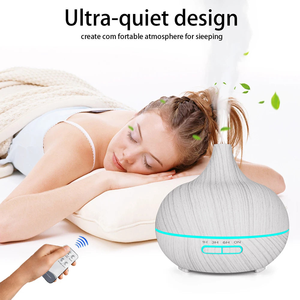 Difusor de Aceites Esenciales Ultrasónico – Humidificador de Aire con Control Remoto Automático, Disponible en 300ml, 500ml y 1000ml