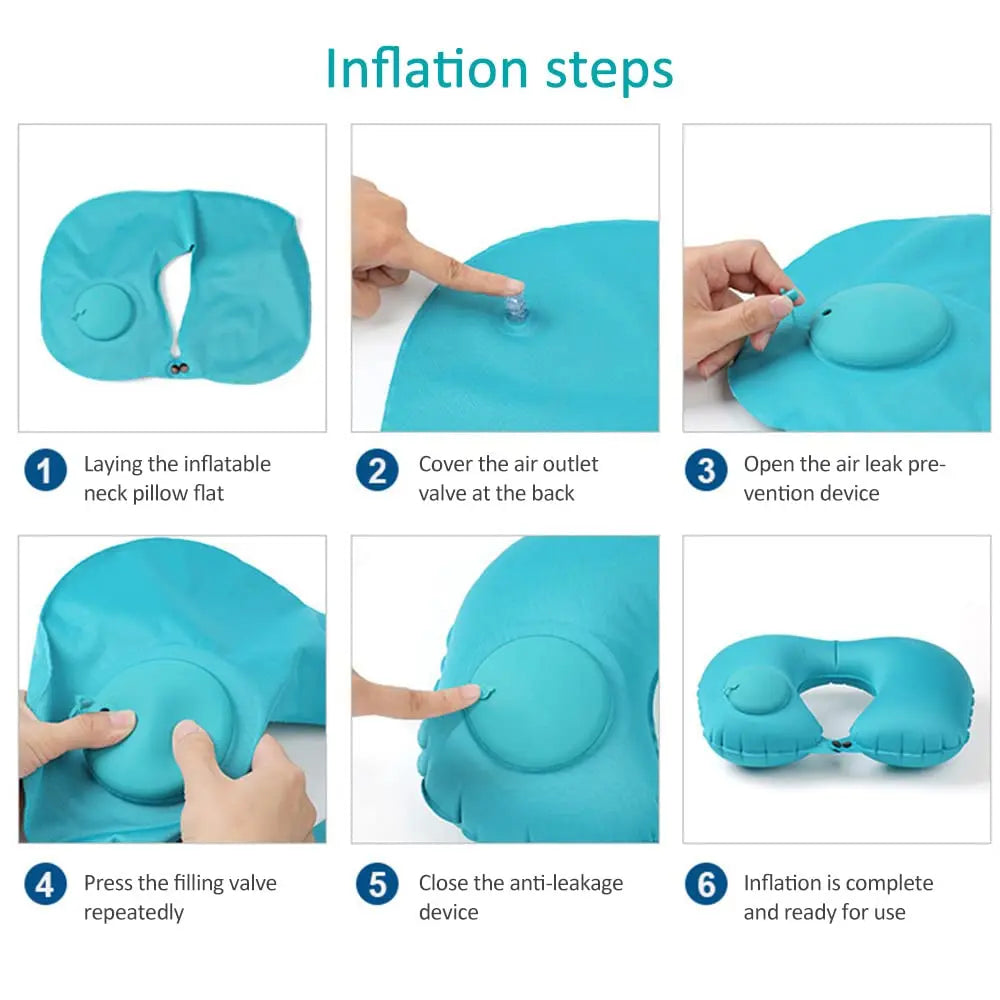 Almohada Inflable Flocada para el Cuello – Portátil y Ergonómica