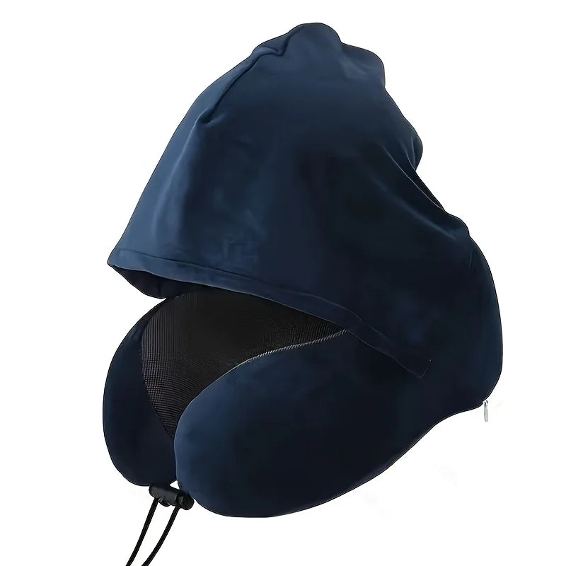 Almohada de Viaje en Forma de U con Gorro – Soporte Ergonómico para Cuello
