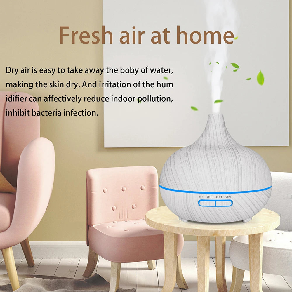 Difusor de Aceites Esenciales Ultrasónico – Humidificador de Aire con Control Remoto Automático, Disponible en 300ml, 500ml y 1000ml