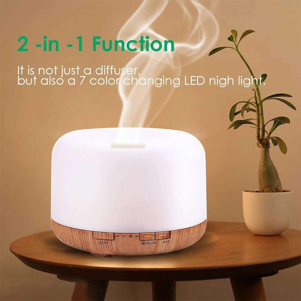Difusor de Aceites Esenciales Ultrasónico – Humidificador de Aire con Control Remoto Automático, Disponible en 300ml, 500ml y 1000ml