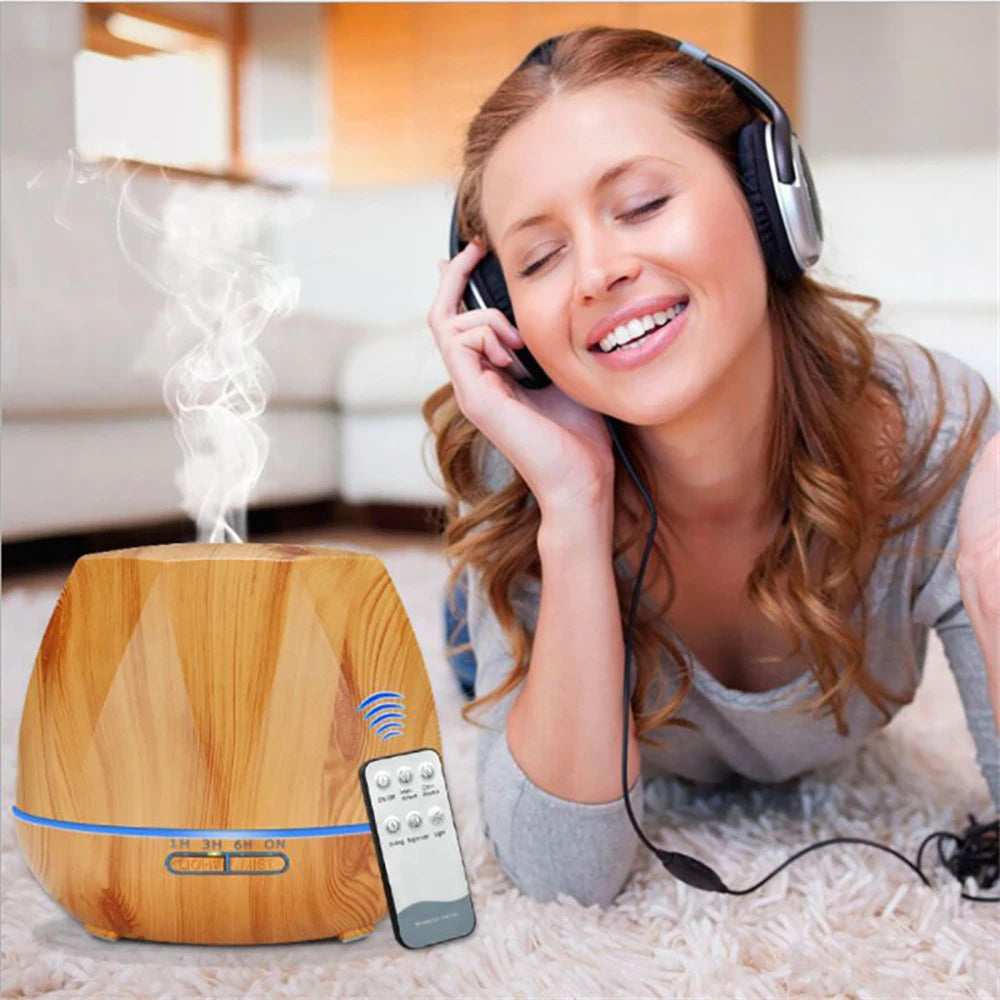 Difusor de Aceites Esenciales Ultrasónico – Humidificador de Aire con Control Remoto Automático, Disponible en 300ml, 500ml y 1000ml