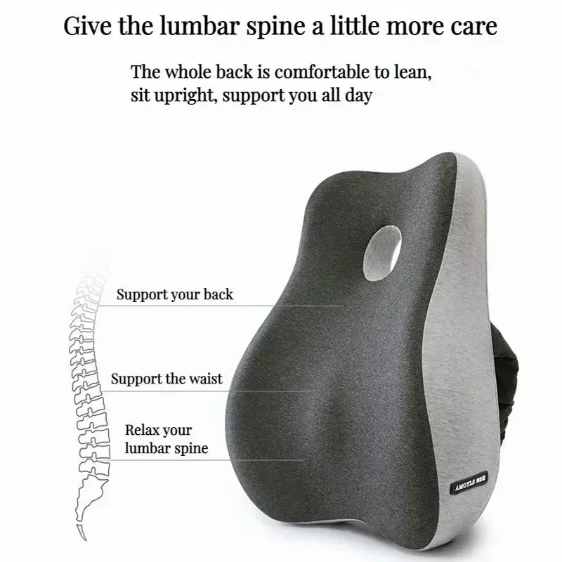 Cojín Lumbar Ortopédico de Espuma Viscoelástica – Soporte Ergonómico para Oficina y Auto