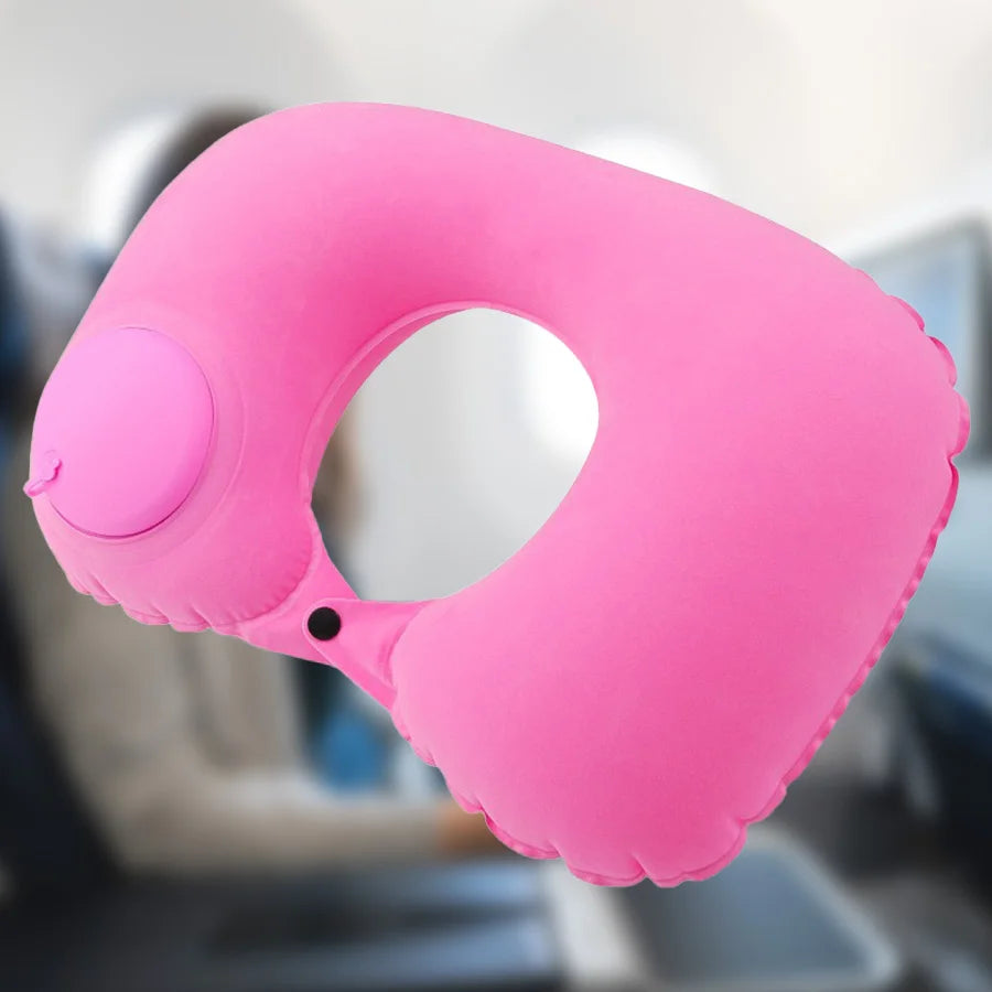 Almohada Inflable Flocada para el Cuello – Portátil y Ergonómica