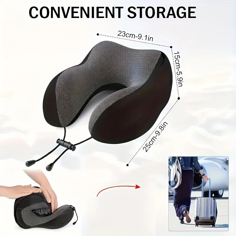 Almohada de Viaje en Forma de U con Gorro – Soporte Ergonómico para Cuello