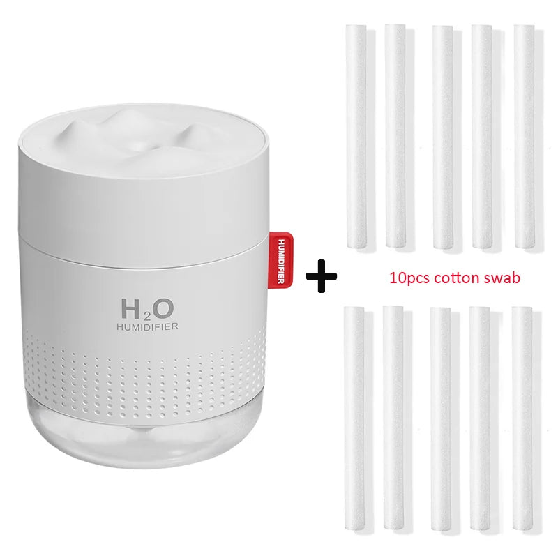 Humidificador Ultrasónico Portátil H2O de Montaña Nevada 500ML – Difusor Aromático USB con Lámpara Nocturna Romántica