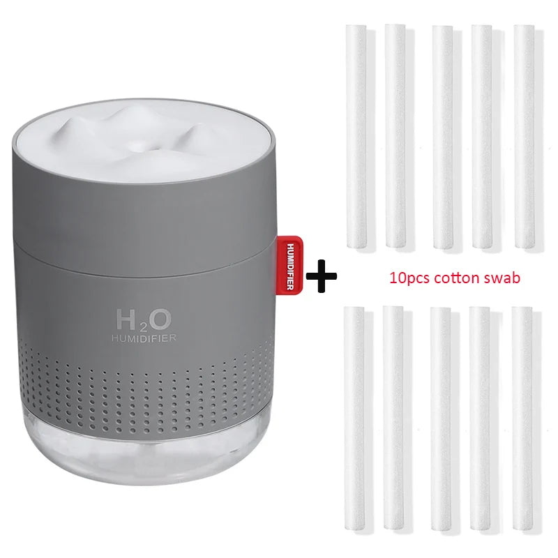 Humidificador Ultrasónico Portátil H2O de Montaña Nevada 500ML – Difusor Aromático USB con Lámpara Nocturna Romántica