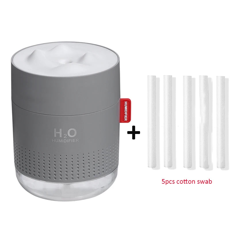 Humidificador Ultrasónico Portátil H2O de Montaña Nevada 500ML – Difusor Aromático USB con Lámpara Nocturna Romántica