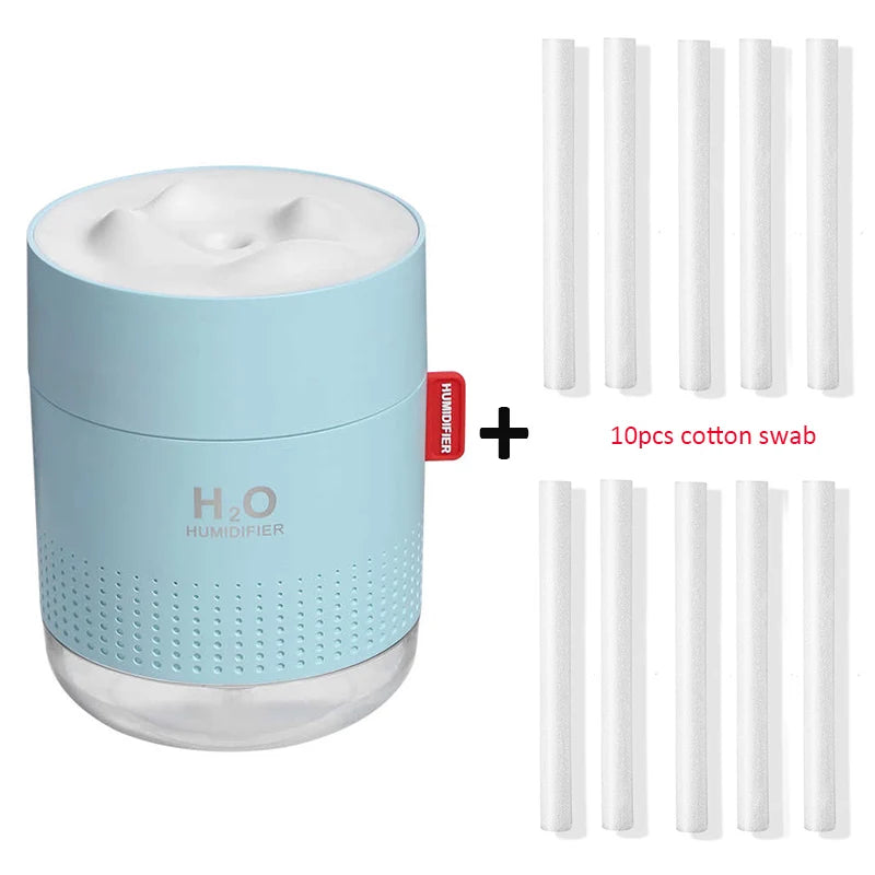 Humidificador Ultrasónico Portátil H2O de Montaña Nevada 500ML – Difusor Aromático USB con Lámpara Nocturna Romántica
