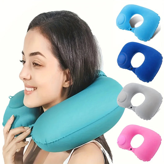 Almohada Inflable Flocada para el Cuello – Portátil y Ergonómica